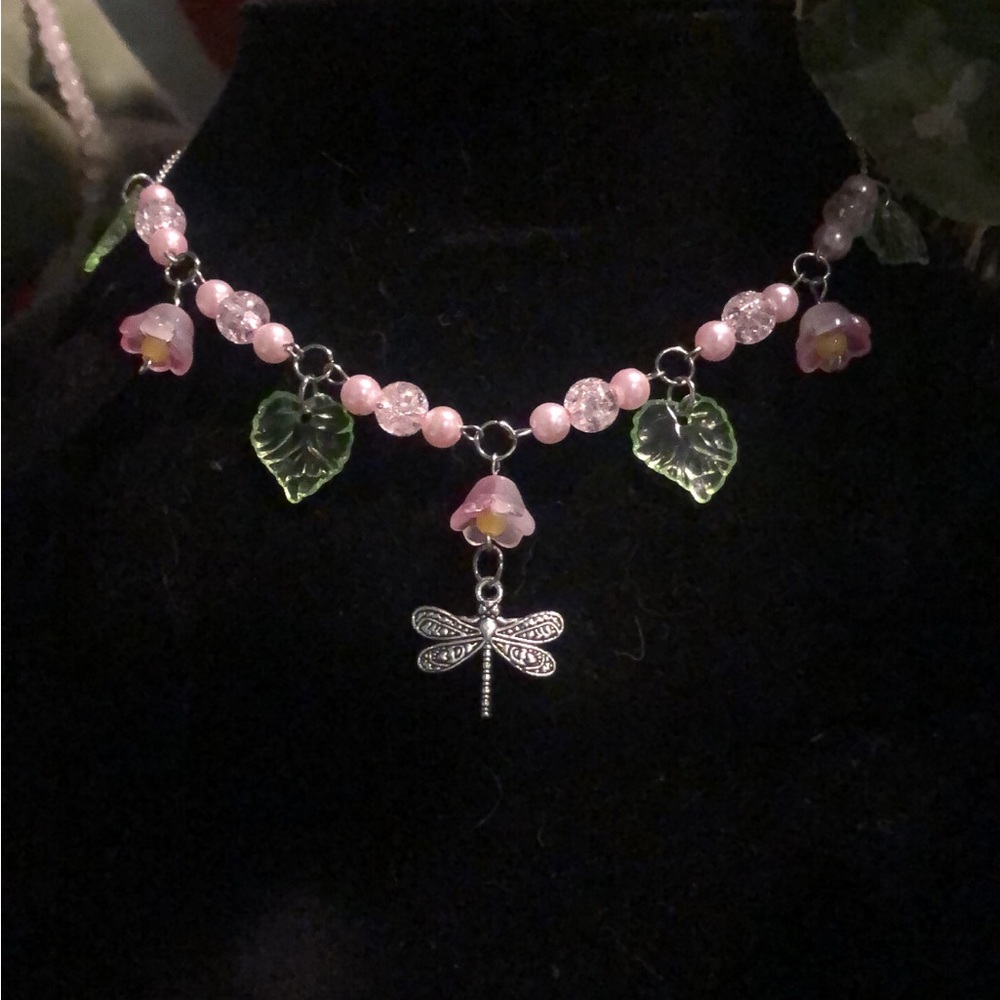 floral dragonfly necklace